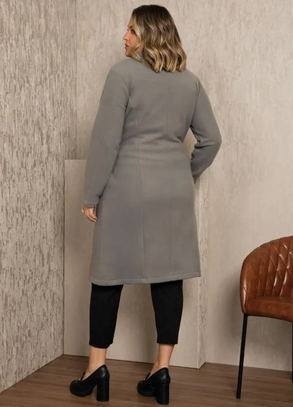 Quintess - Sobretudo Cinza Alongado com Bolsos 2