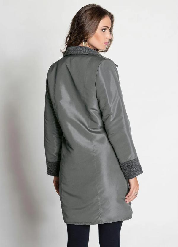 Janine - Sobretudo Cinza com Peluciado na Gola e Punhos 3