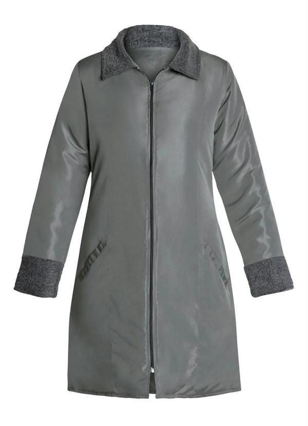 Janine - Sobretudo Cinza com Peluciado na Gola e Punhos 4