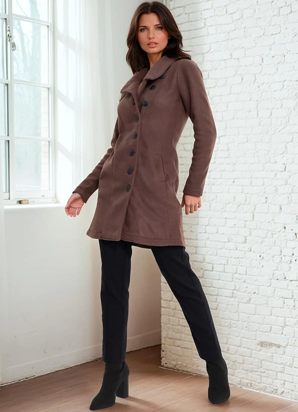 bonprix - Sobretudo com Bolsos Marrom 3