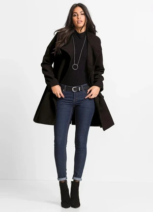 bonprix - Sobretudo com Bolsos Soft Preto - BONPRIX