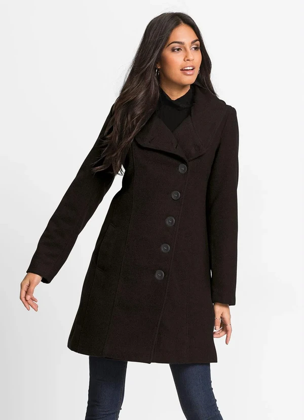 bonprix - Sobretudo com Bolsos Soft Preto 2