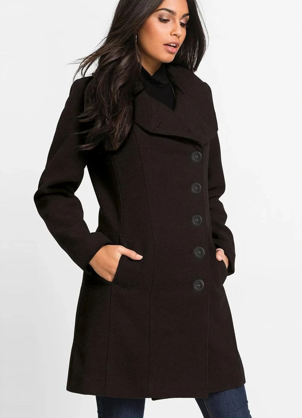 bonprix - Sobretudo com Bolsos Soft Preto 4