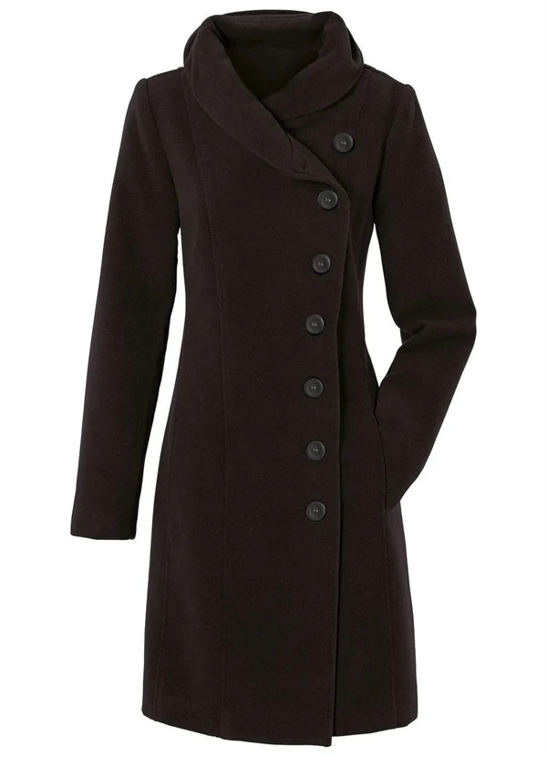 bonprix - Sobretudo com Bolsos Soft Preto 6