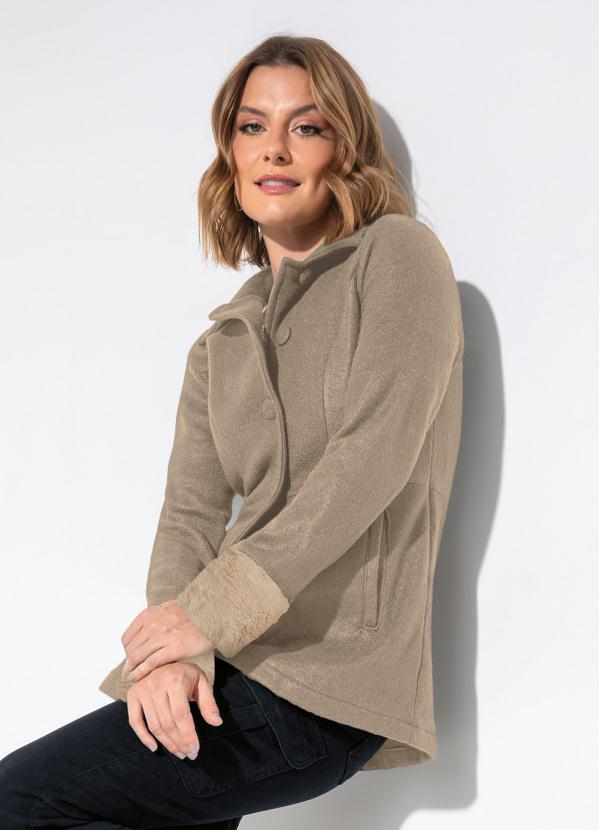 bonprix - Sobretudo com Manga Pelinho Bege 7