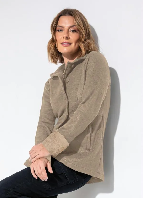 bonprix - Sobretudo com Manga Pelinho Bege 7