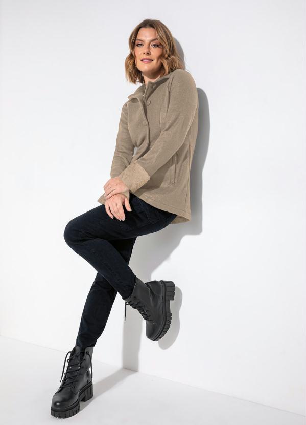 bonprix - Sobretudo com Manga Pelinho Bege 4