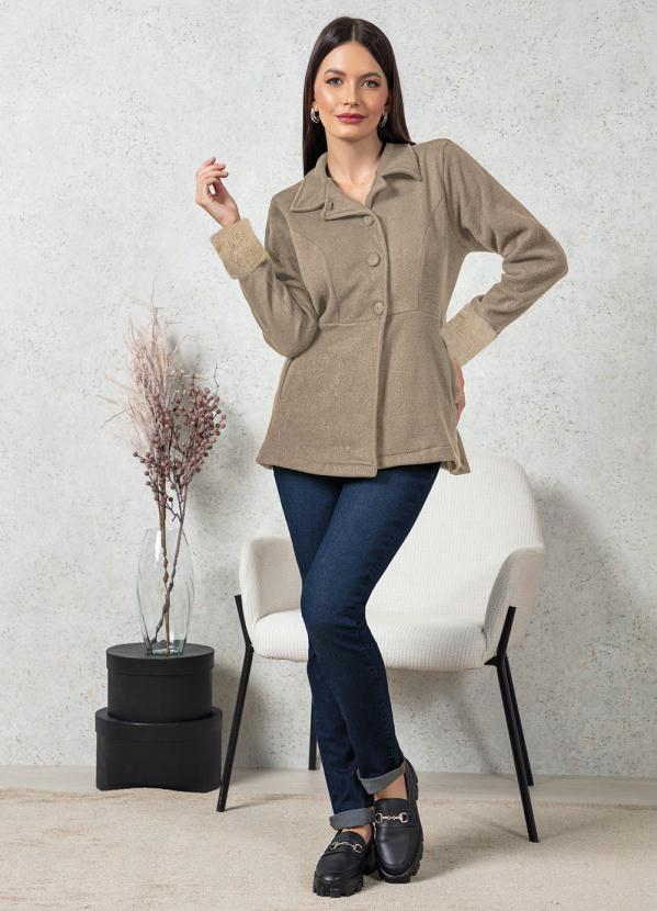 bonprix - Sobretudo com Manga Pelinho Bege 2