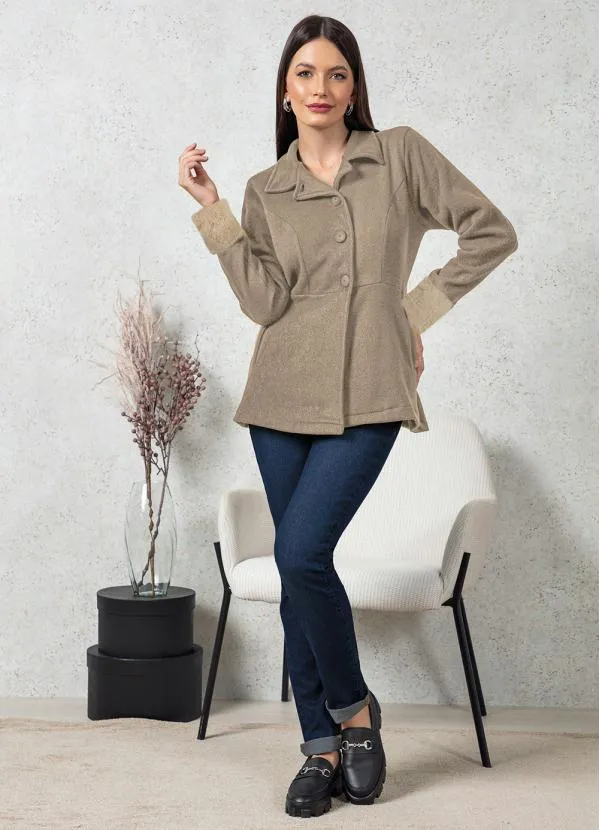 bonprix - Sobretudo com Manga Pelinho Bege 2