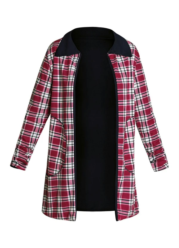 Moda Pop - Sobretudo Dupla Face Xadrez e Preto 14