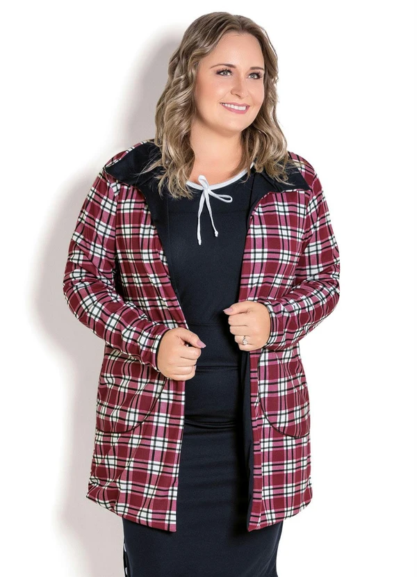 Moda Pop - Sobretudo Dupla Face Xadrez e Preto 15