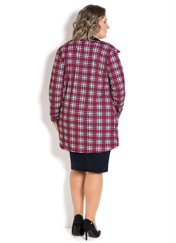 Moda Pop - Sobretudo Dupla Face Xadrez e Preto 18