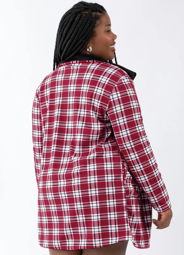 Sobretudo Dupla Face Xadrez e Preto Moda Pop