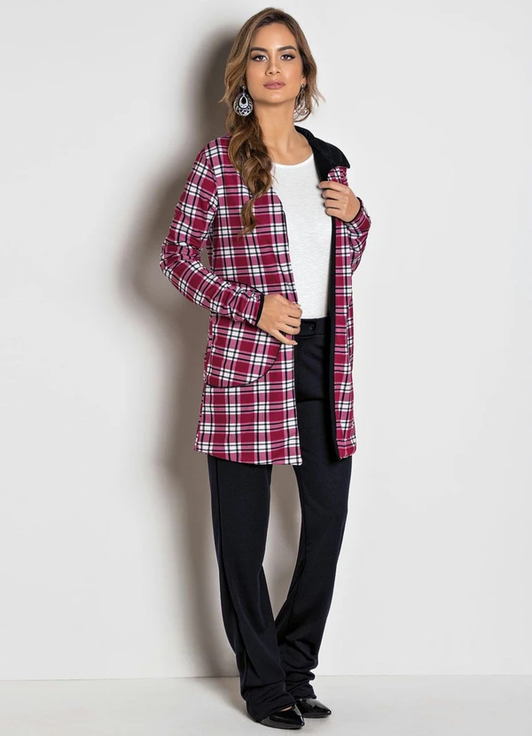 Moda Pop - Sobretudo Dupla Face Xadrez e Preto 7