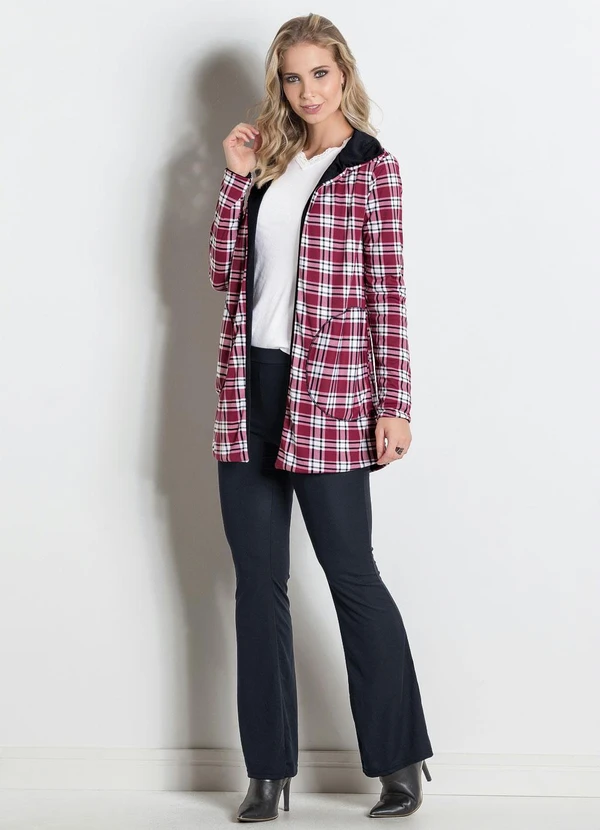 Moda Pop - Sobretudo Dupla Face Xadrez e Preto 9