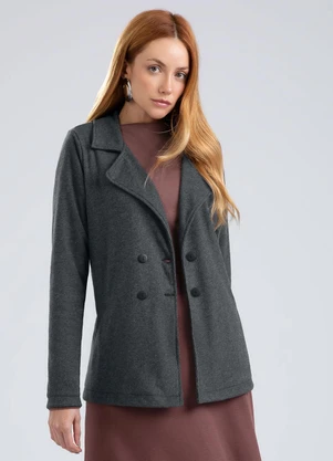 Gris - Sobretudo em Canelado Aveludado  Preto - GRIS