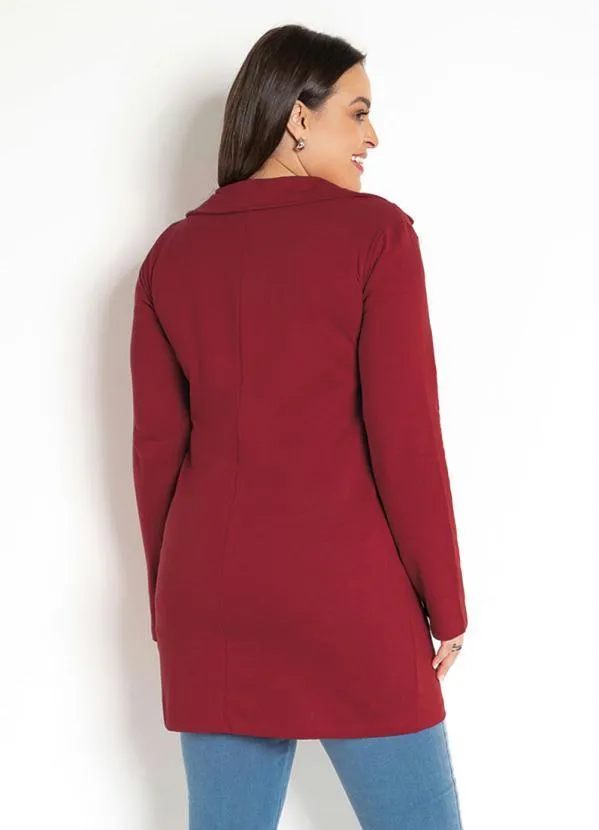 Moda Pop - Sobretudo Feminino Bordô 10