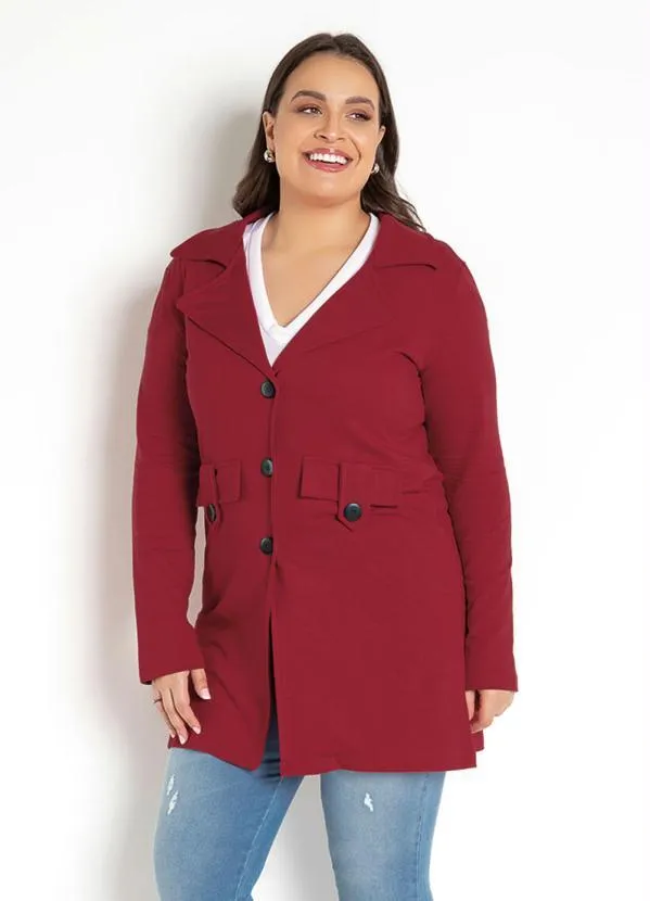 Moda Pop - Sobretudo Feminino Bordô 11