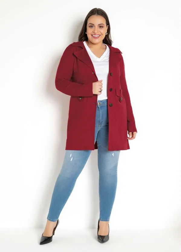 Moda Pop - Sobretudo Feminino Bordô 12