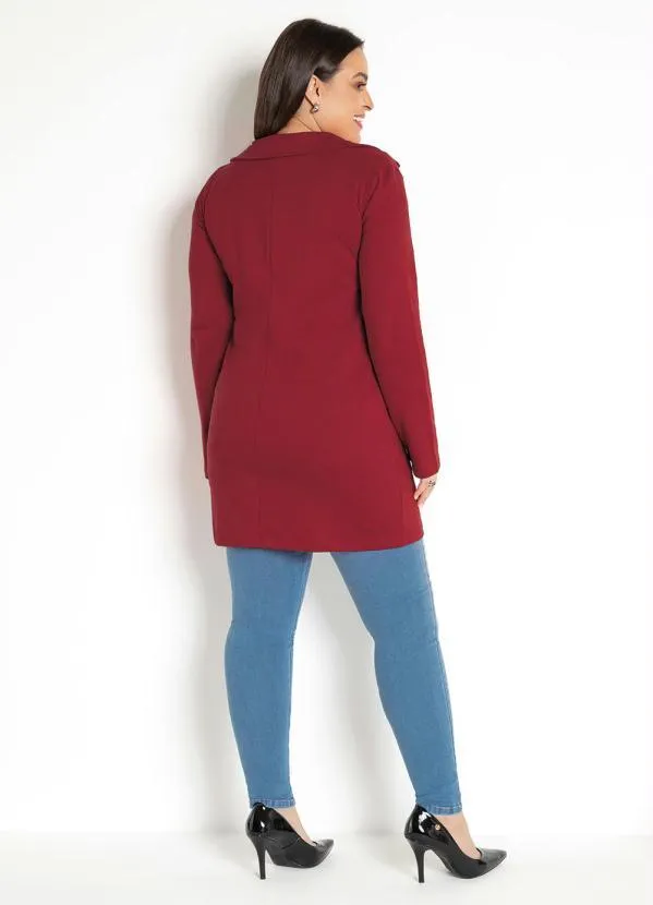 Moda Pop - Sobretudo Feminino Bordô 13