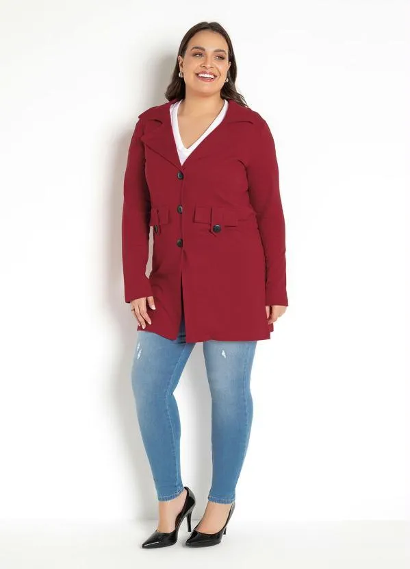 Moda Pop - Sobretudo Feminino Bordô 14