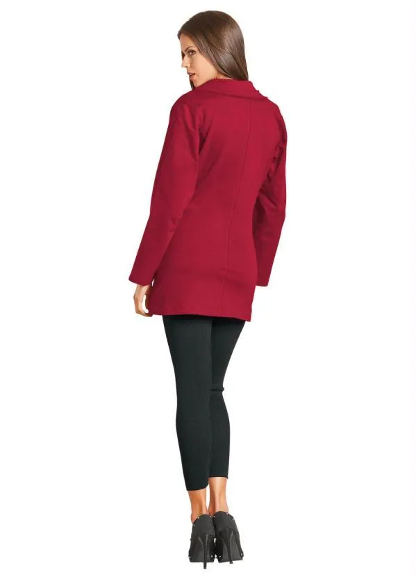 Moda Pop - Sobretudo Feminino Bordô 7