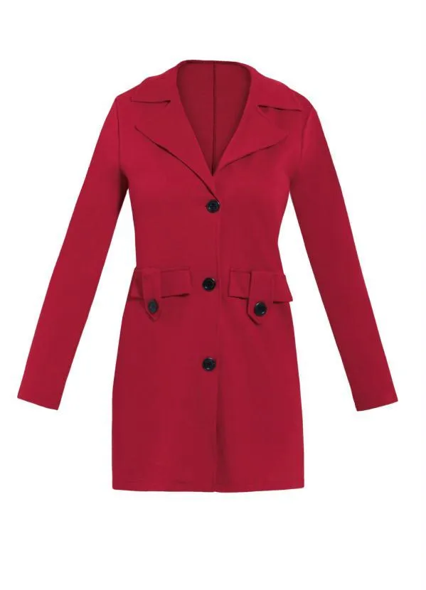 Moda Pop - Sobretudo Feminino Bordô 8