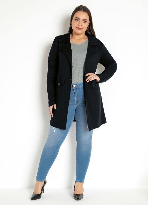 Moda Pop - Sobretudo Feminino Preto 4