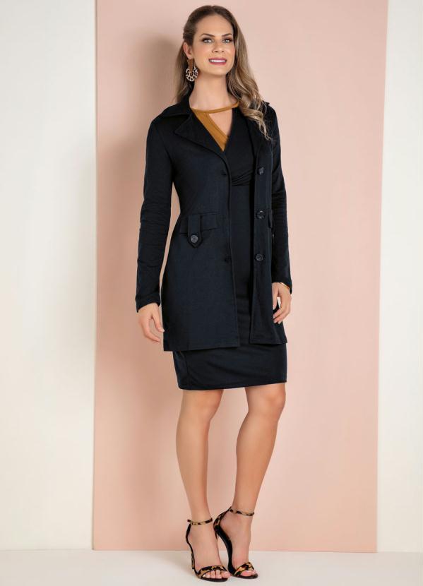 Moda Pop - Sobretudo Feminino Preto 11