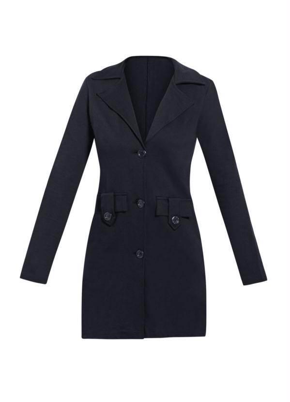 Moda Pop - Sobretudo Feminino Preto 8