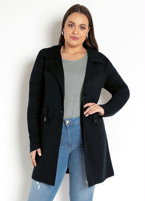 Moda Pop - Sobretudo Feminino Preto 7