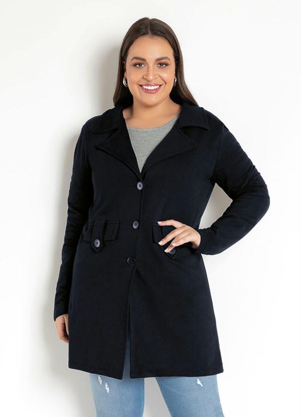 Moda Pop - Sobretudo Feminino Preto 6