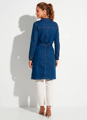Quintess - Sobretudo Jeans com Bolsos Frontais e Faixa - QUINTESS
