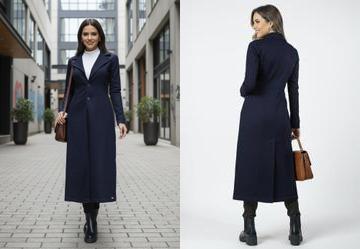 Sobretudo Jeans Escuro com Gola e Bolsos