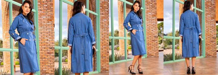 Sobretudo Jeans Mdio em Jeans