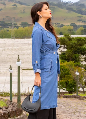 Quintess - Sobretudo Jeans Médio em Jeans - QUINTESS