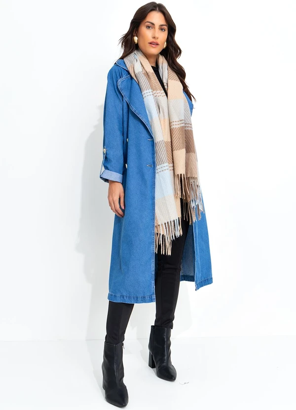 Quintess - Sobretudo Jeans Médio em Jeans 11