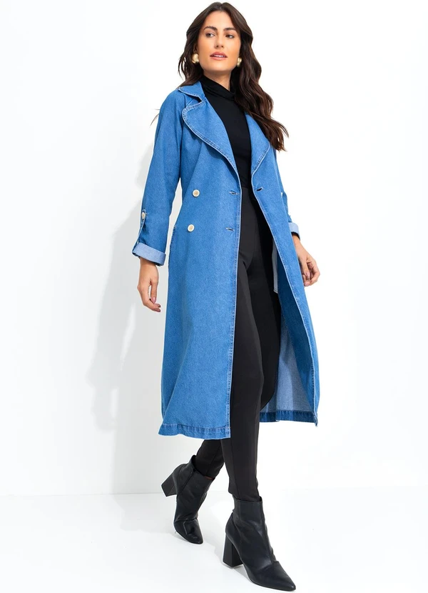 Quintess - Sobretudo Jeans Médio em Jeans 12