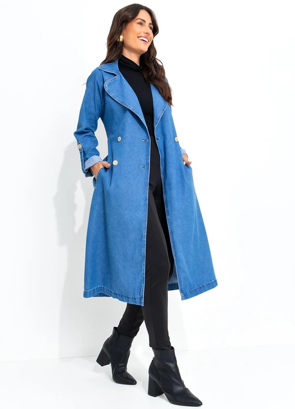 Quintess - Sobretudo Jeans Médio em Jeans 13