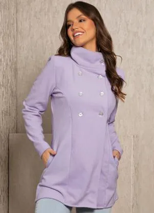 Quintess - Sobretudo Lilás com Botões Perolados - QUINTESS