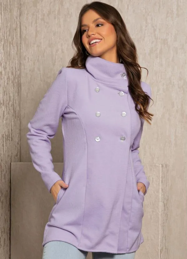 Quintess - Sobretudo Lilás com Botões Perolados