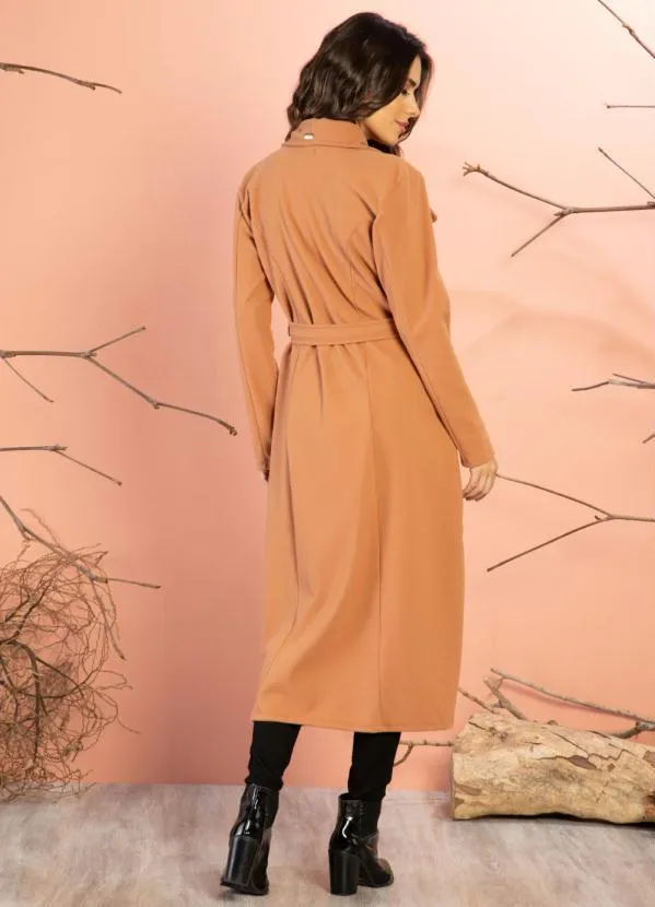 Quintess - Sobretudo Longo Caramelo com Bolsos 2