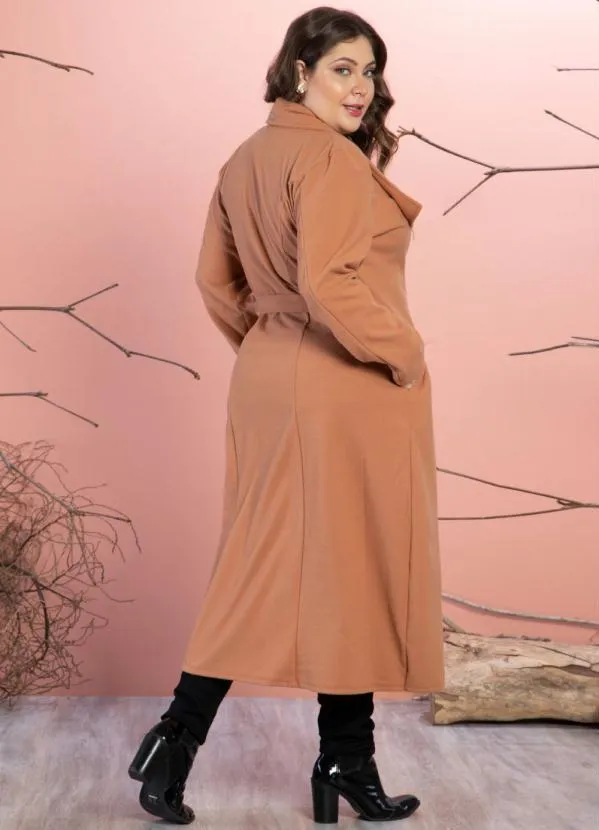 Quintess - Sobretudo Longo Caramelo com Bolsos 4