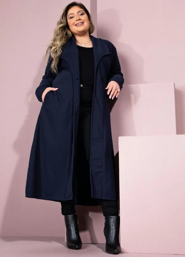 Quintess - Sobretudo Longo Marinho com Bolsos 4