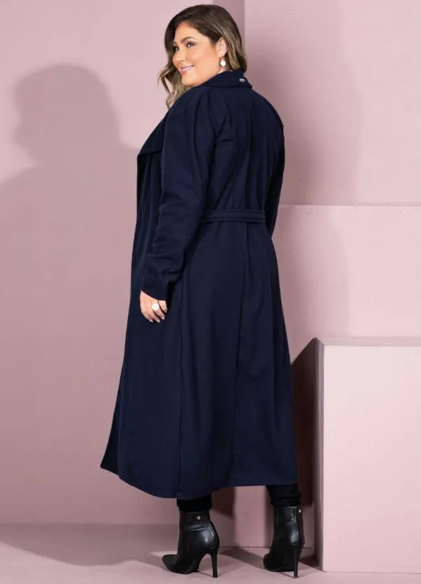 Quintess - Sobretudo Longo Marinho com Bolsos 5