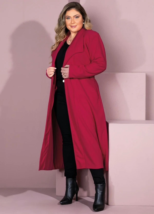 Quintess - Sobretudo Longo Pink com Bolsos 3