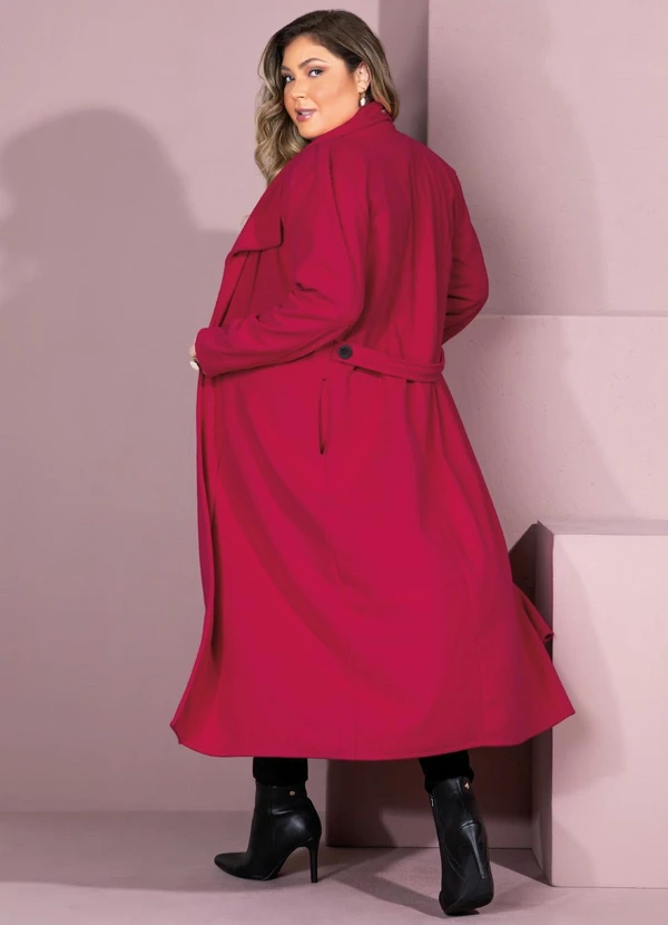 Quintess - Sobretudo Longo Pink com Bolsos 2