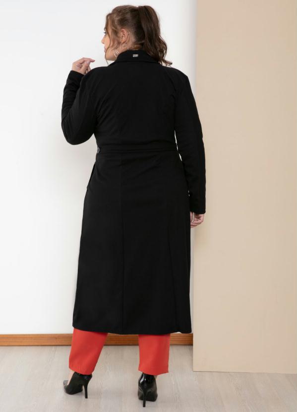 Quintess - Sobretudo Longo Preto com Bolsos 5