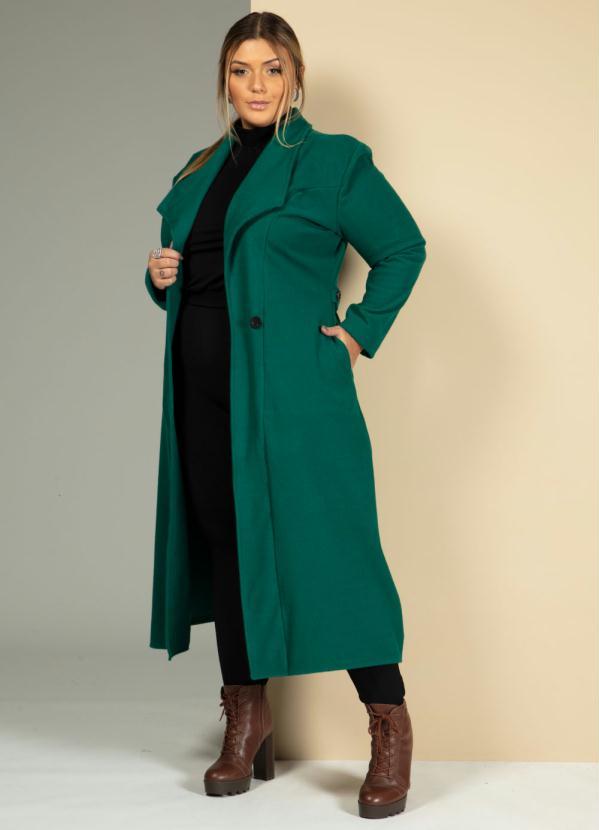 Quintess - Sobretudo Longo Verde com Bolsos 3