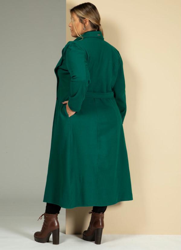 Quintess - Sobretudo Longo Verde com Bolsos 4